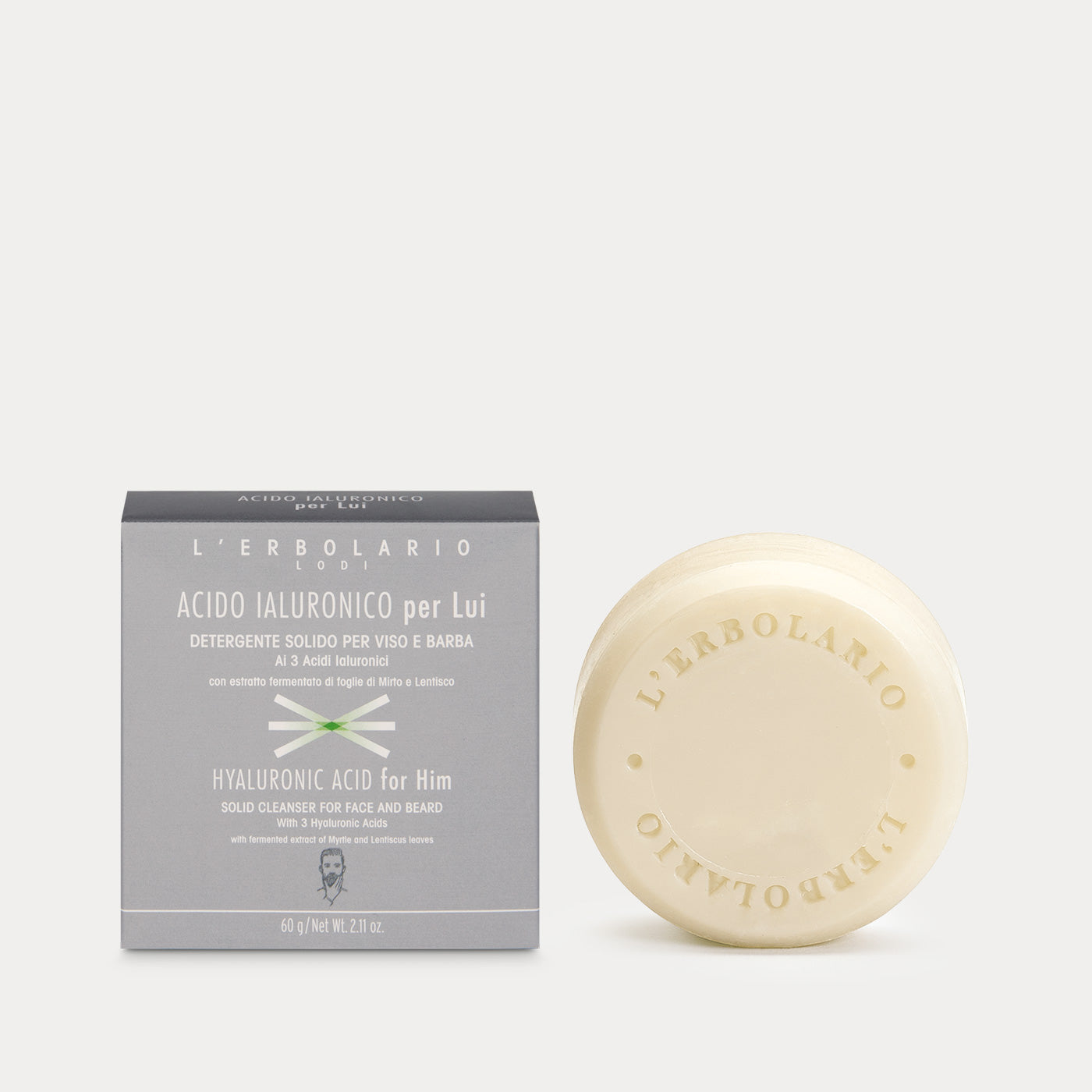 Solid Cleanser Face and Beard Hyaluronic Acid for Him