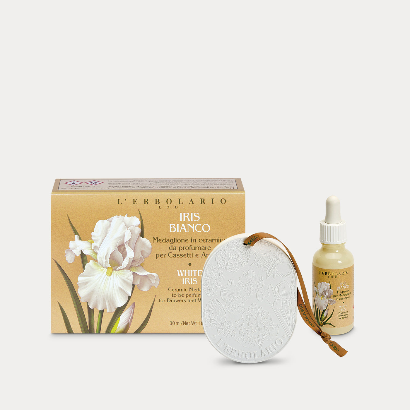 Medallion for Drawers and Wardrobe White Iris